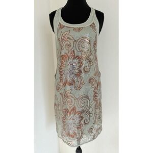 Y2K Rozae Nichols Sequin Racerback Dress Sheer Fairy Boho Art Nouveau Ethereal